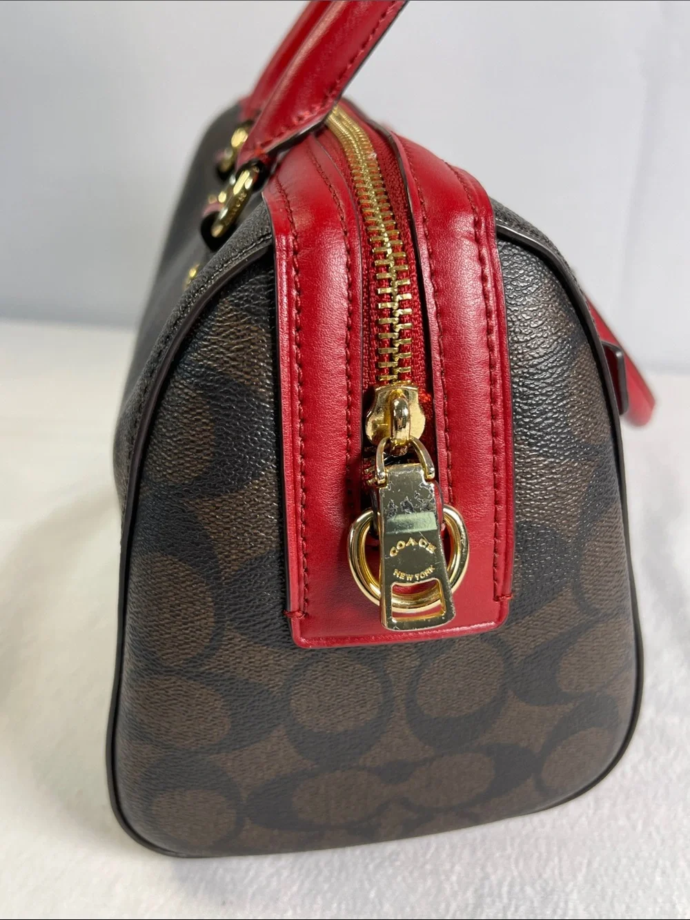 Coach F2157-83607 Rowan Satchel Signature Canvas Red Leather Crossbody